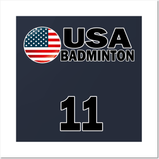 USA Badminton Number 11 T-shirt Design Posters and Art